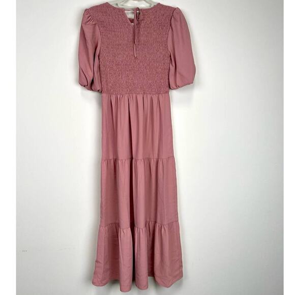 NWT WAYF Camden Smocked Puff Sleeve Tiered Maxi Dress - Picture 5 of 13